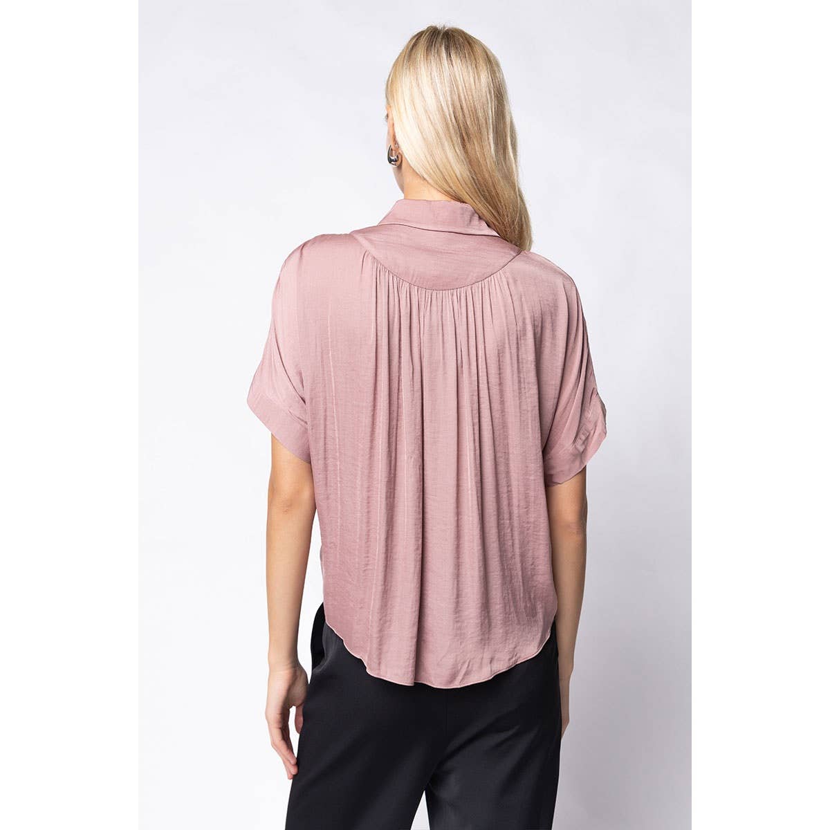 Mustard Short Sleeve Shirt With Front Bib Detail