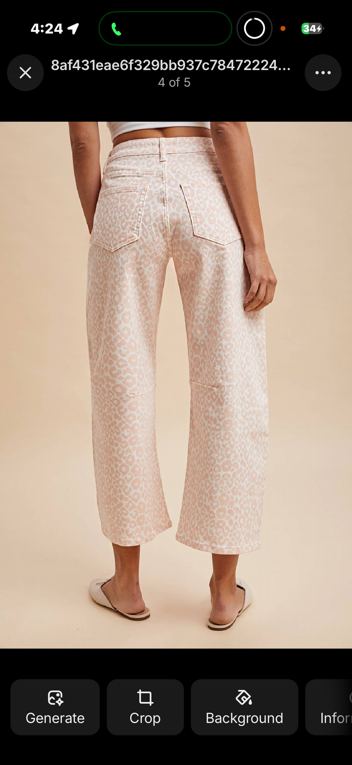 Leopard print barrel, crop jeans