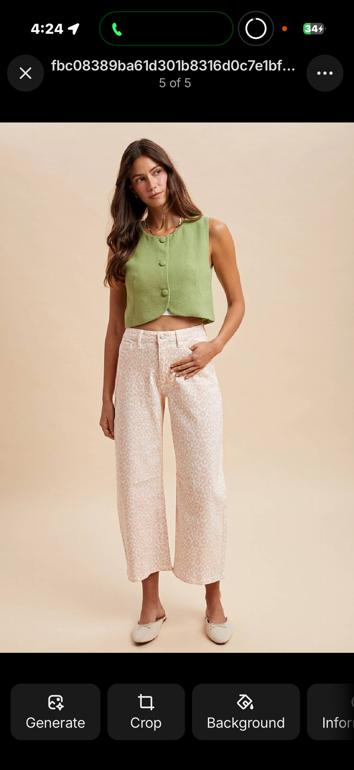 Leopard print barrel, crop jeans