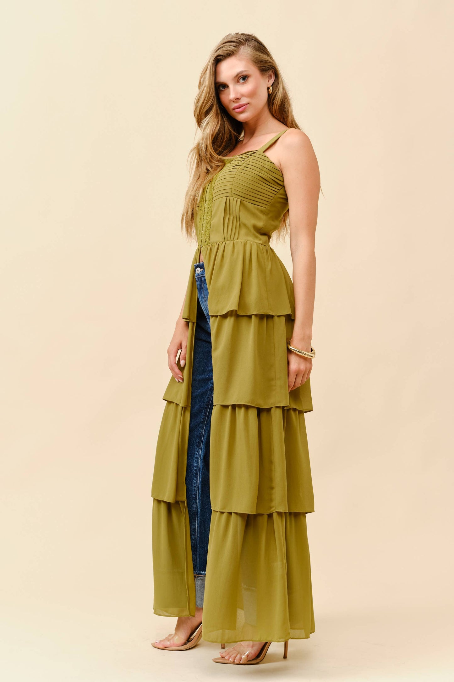 Tea & Cup - Tiered boho maxi corset top