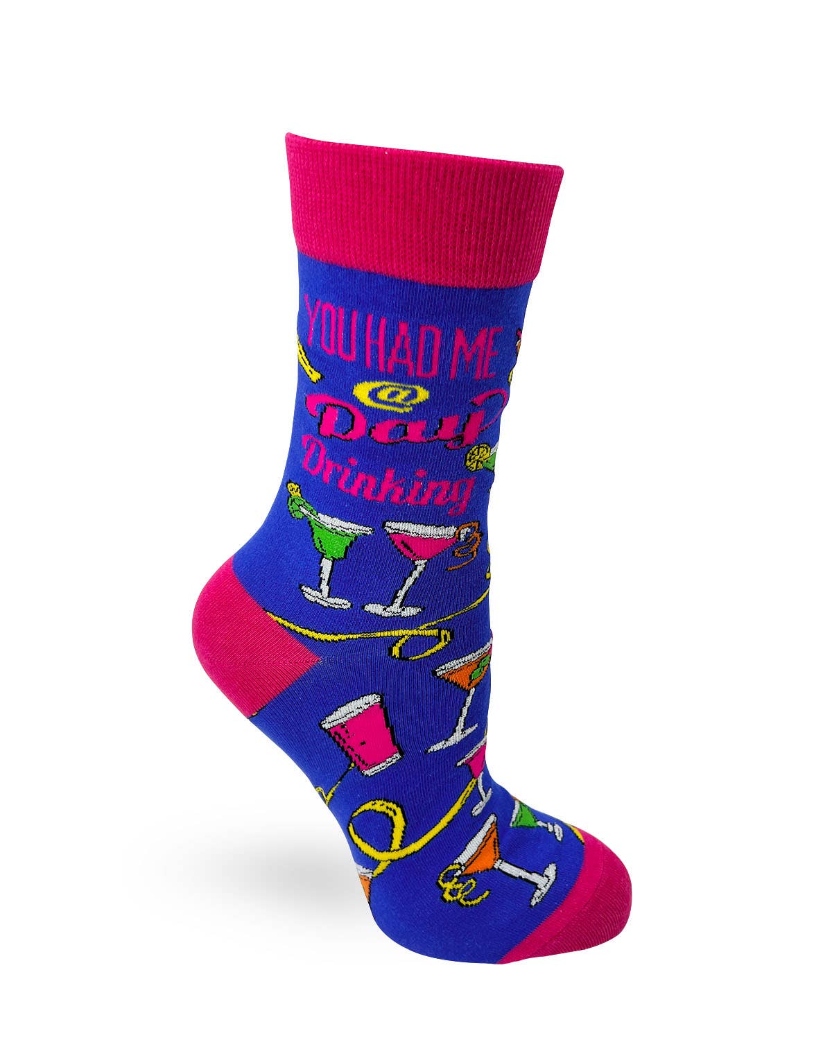 Fabdaz - Funny "You Had Me @ Day Drinking" Women's Crew Socks