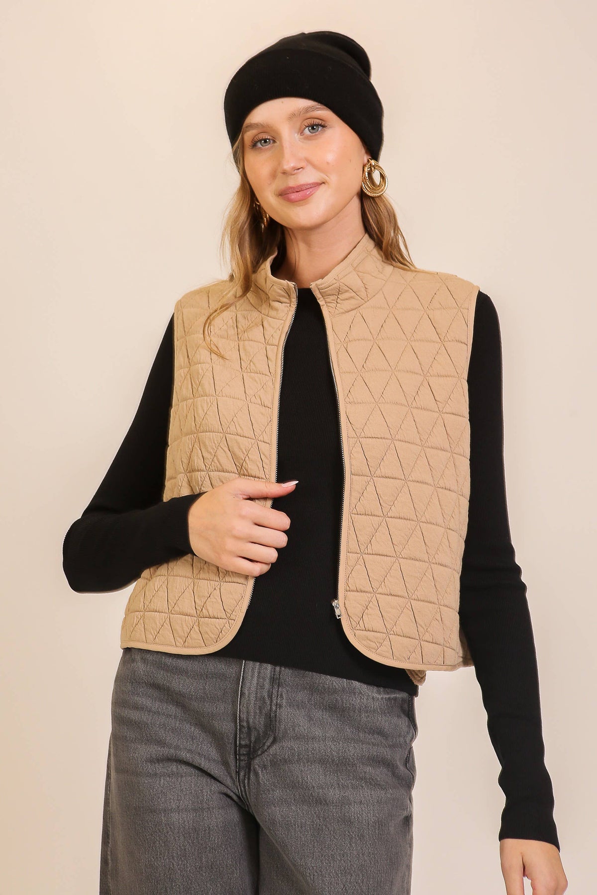 TIMING - Quilted Zip-Up Vest