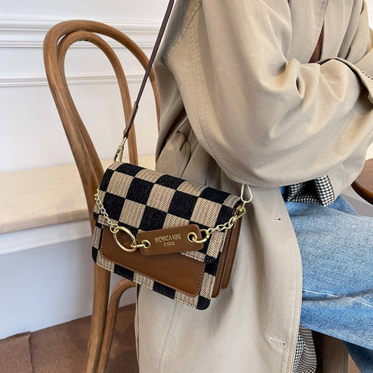CHECKERED CROSS BODY BAG