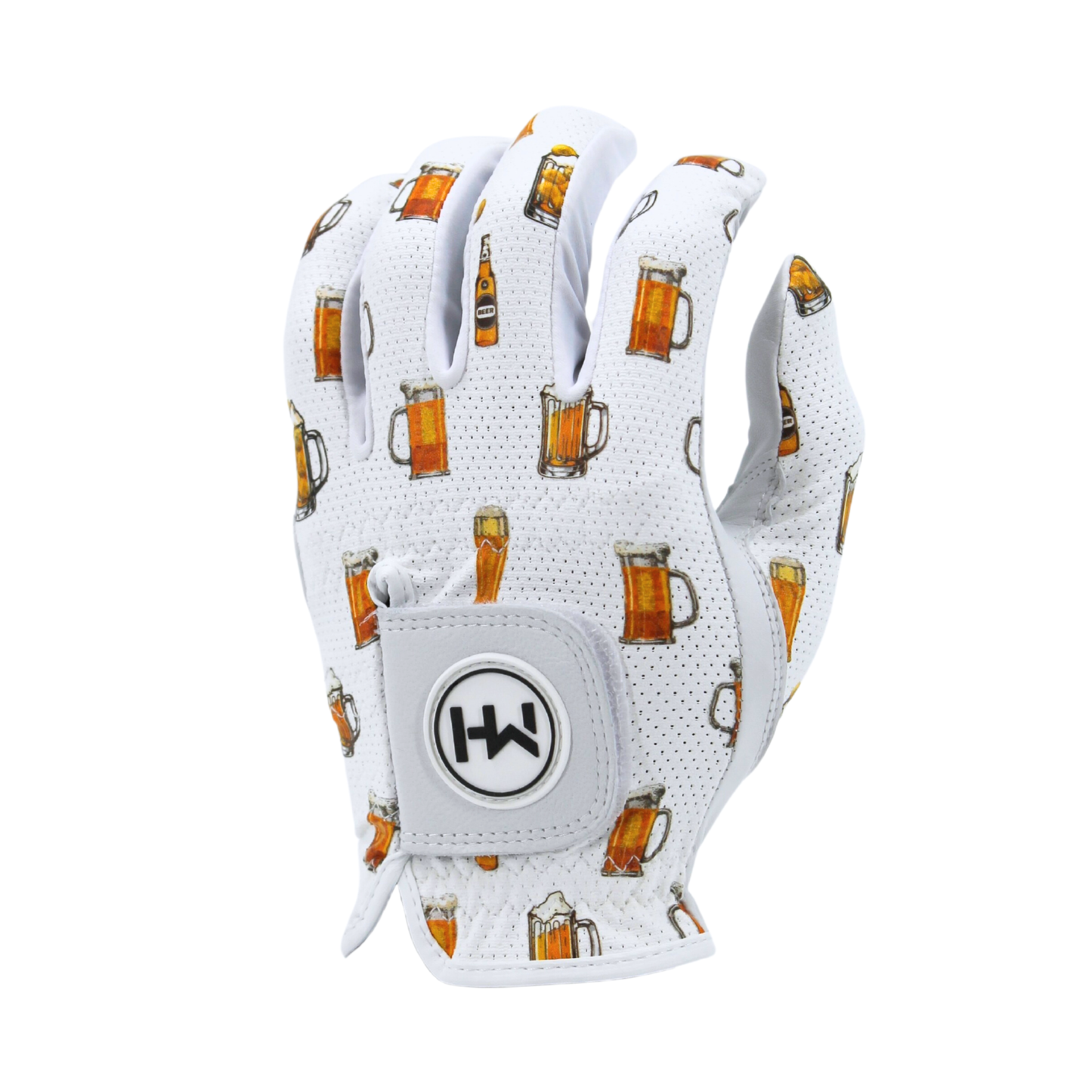 MULLIGAN HOOLIGAN® Men's Golf Glove | Unique Standout Design: Beer Fore / Worn On Left Hand / Men's Large