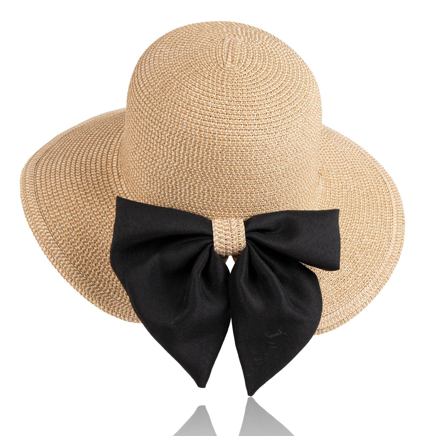 Sun Hat Zaya Boho Wide Brim Ponytail Leopard Bow