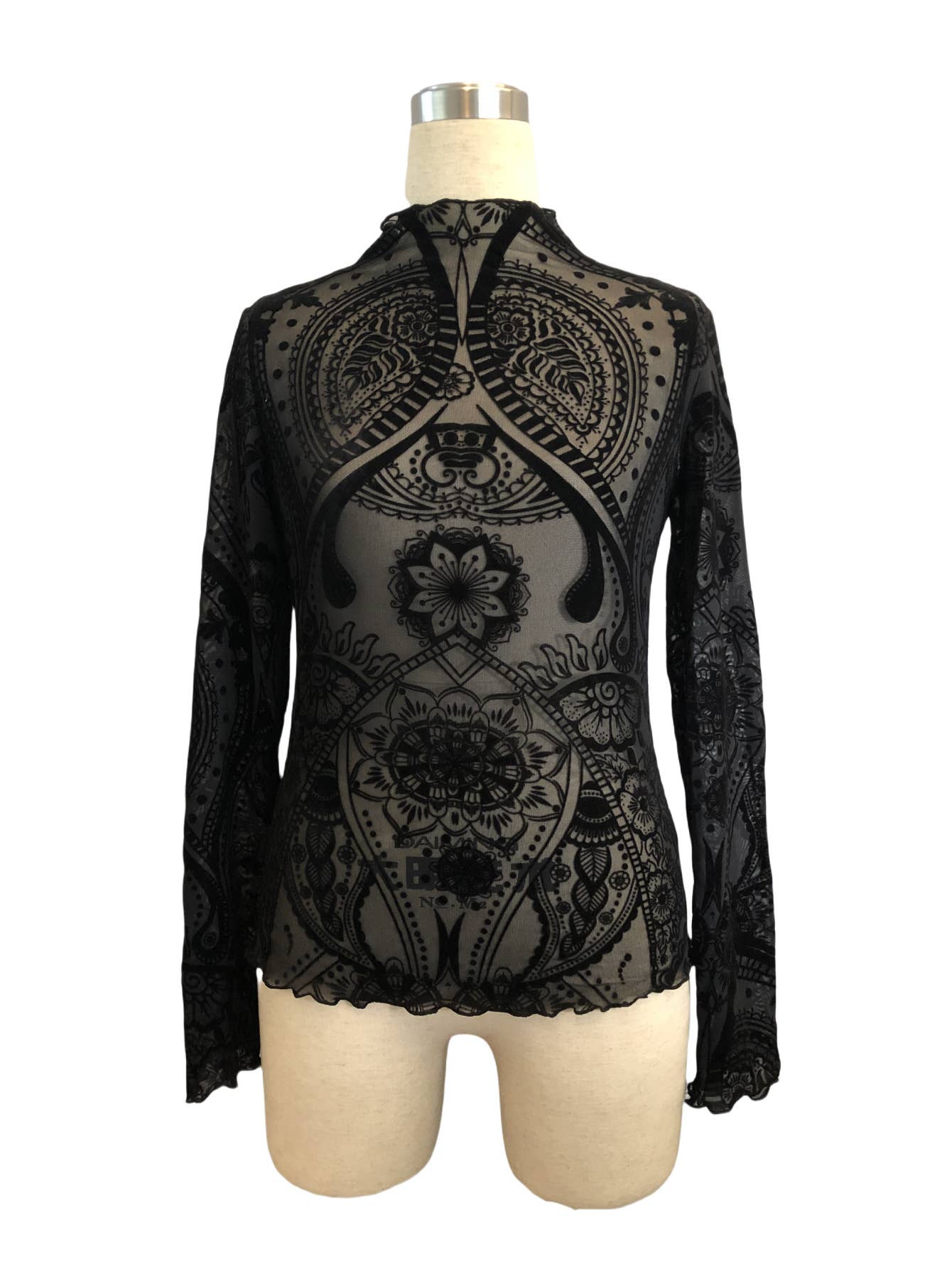 Hope & Sunshine - Paisley Velvet Print Mesh Top