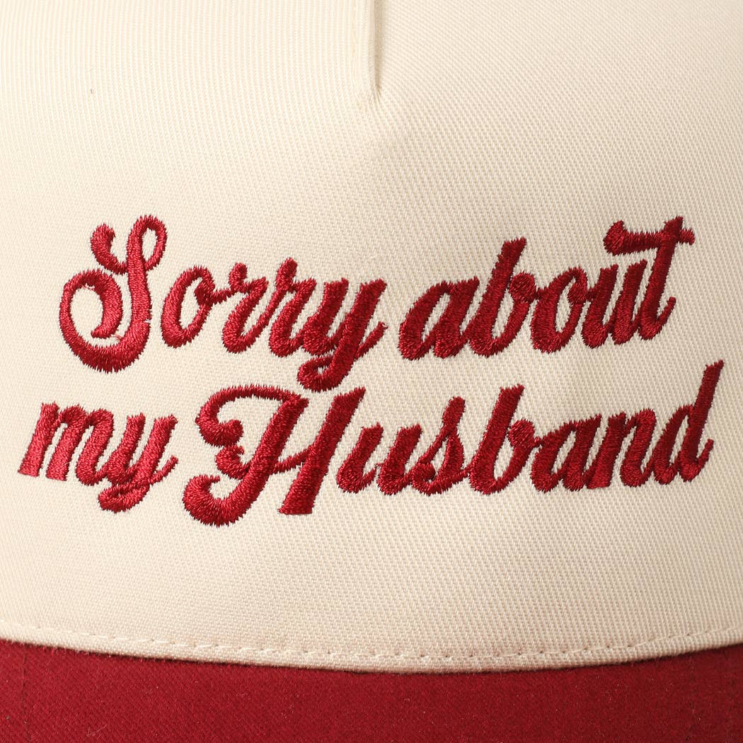Fashion City - Sorry About My Wife / Husband Embroidery Two-Tone Canvas Cap