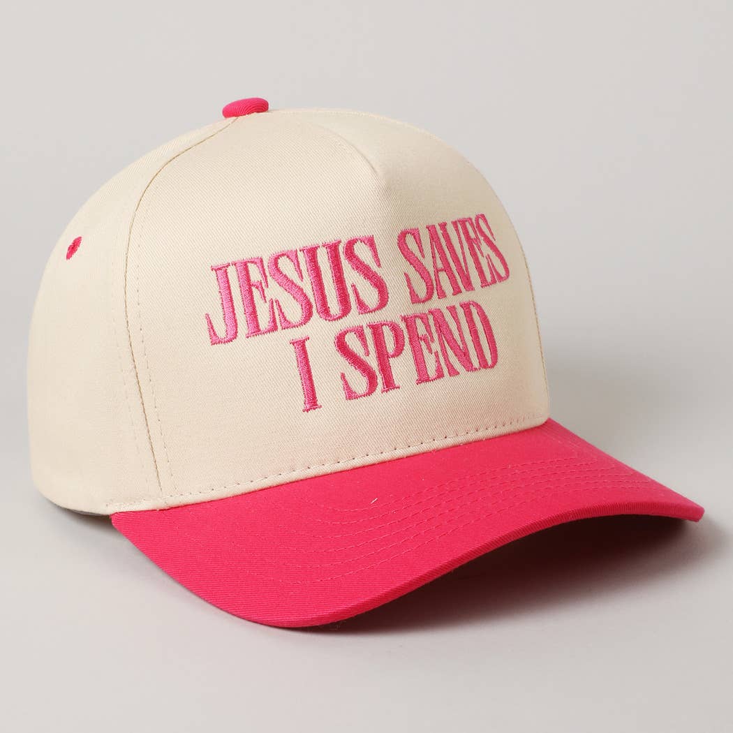 Fashion City - JESUS SAVES I SPEND Embroidery Trucker Hat