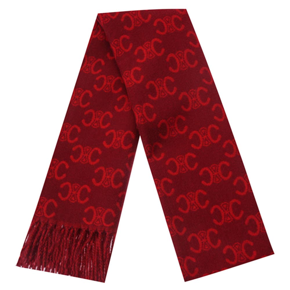 JOIA ACCESSORIES - SIMBOL MONOGRAM FRINGE OBLONG SCARF, LVSC 153