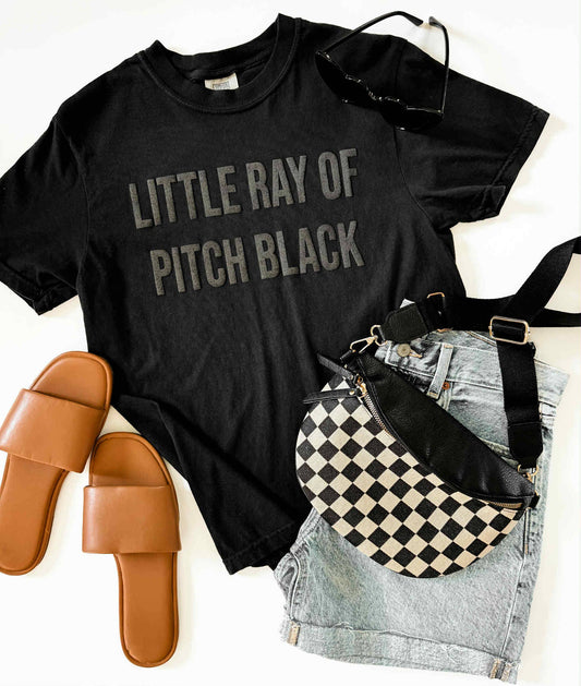 Mugsby - Little Ray of Pitch Black Graphic Tee, Sarcastic Funny Shirt