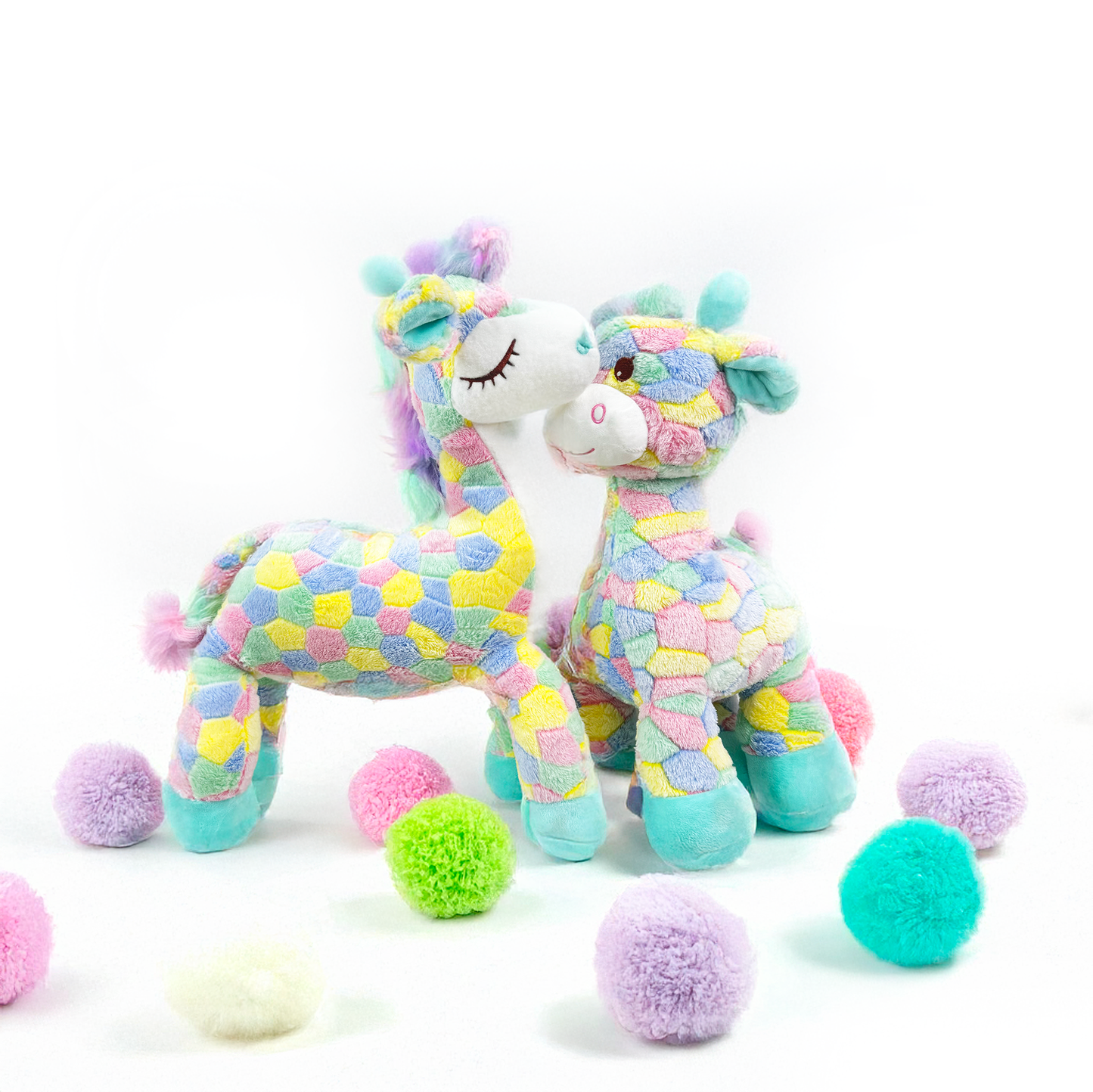 FLUFFERY - Lying Rainbow Giraffe Plush Toy (24" / 60 cm)