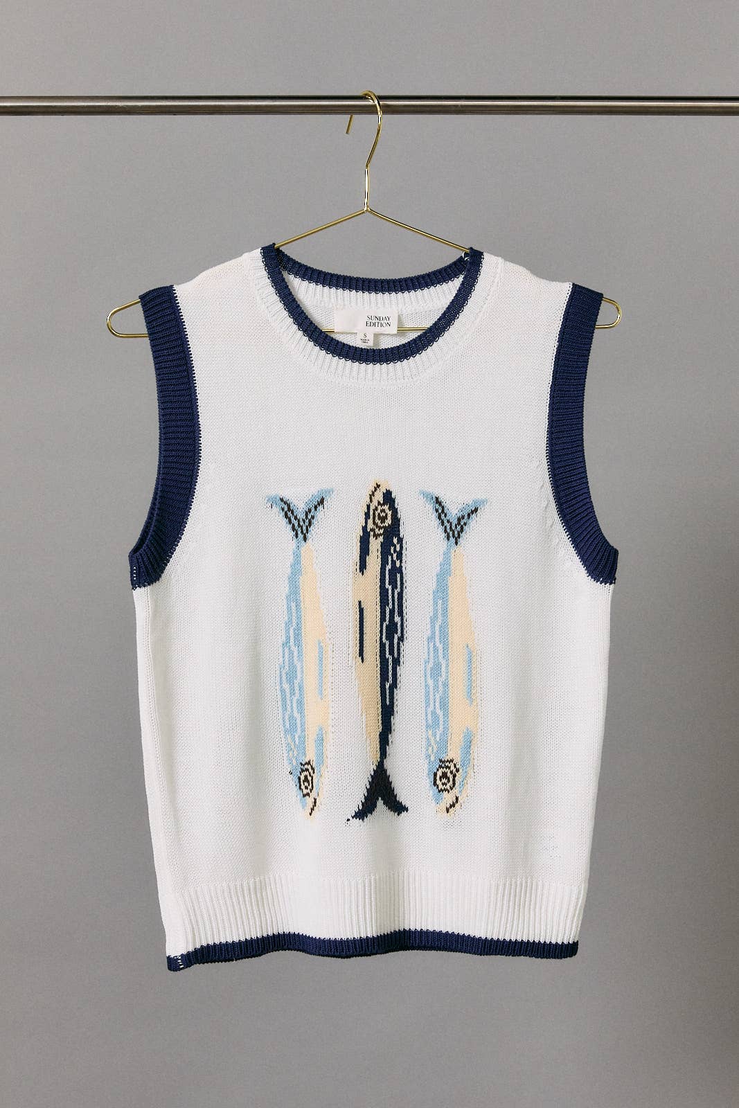 Sunday Edition - ROUND NECK 'FISH' GRAPHIC SWEATER VEST