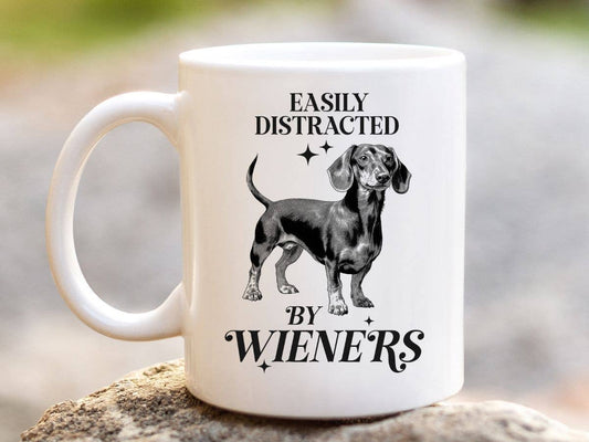 Sister Ray - Easily Distracted By Wieners Dachshund Dog 11 oz Coffee Mug