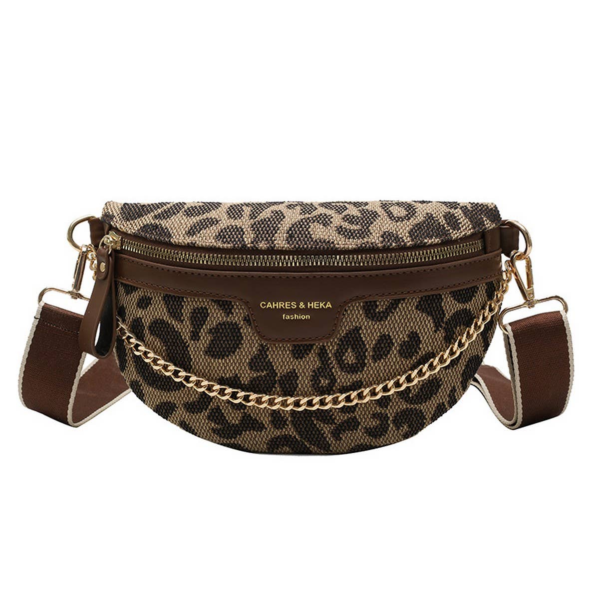ACCITY - LEOPARD PRINT BLACK CHAIN STRAP FANNY BELT BAG_CWAB0923