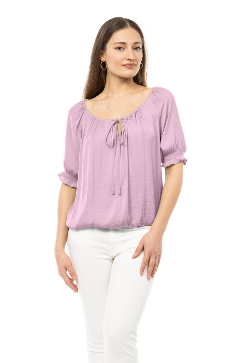 Lily Pad Drawstring Blouse With Elasticized Waist