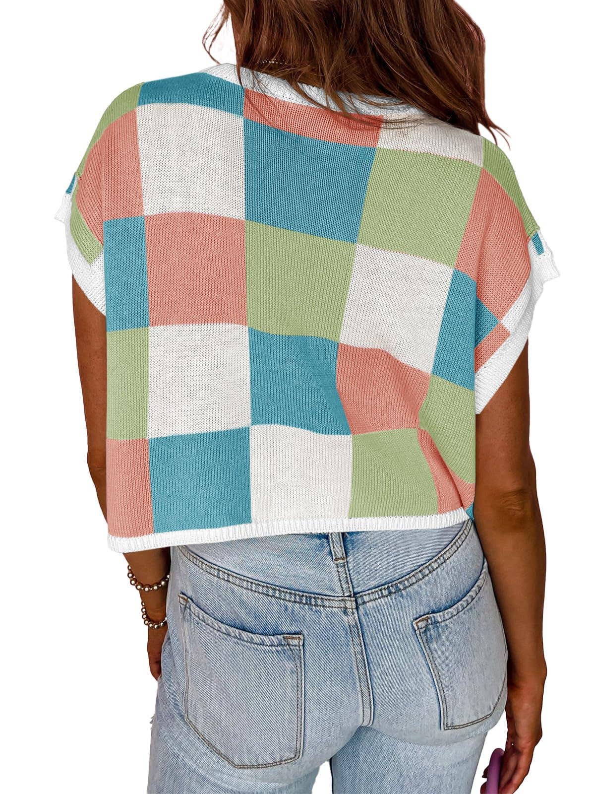 Lovesoft - Colorblocked Sweater Vest Crew Neck Knit Trendy Pullover Vest