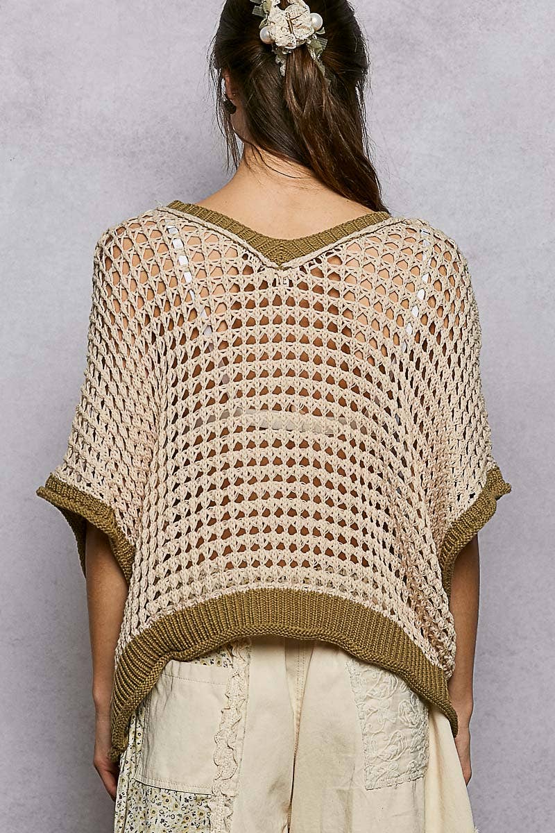 Pol Clothing - Round Neck Sleeveless Floral Thin Sweater Top SALE