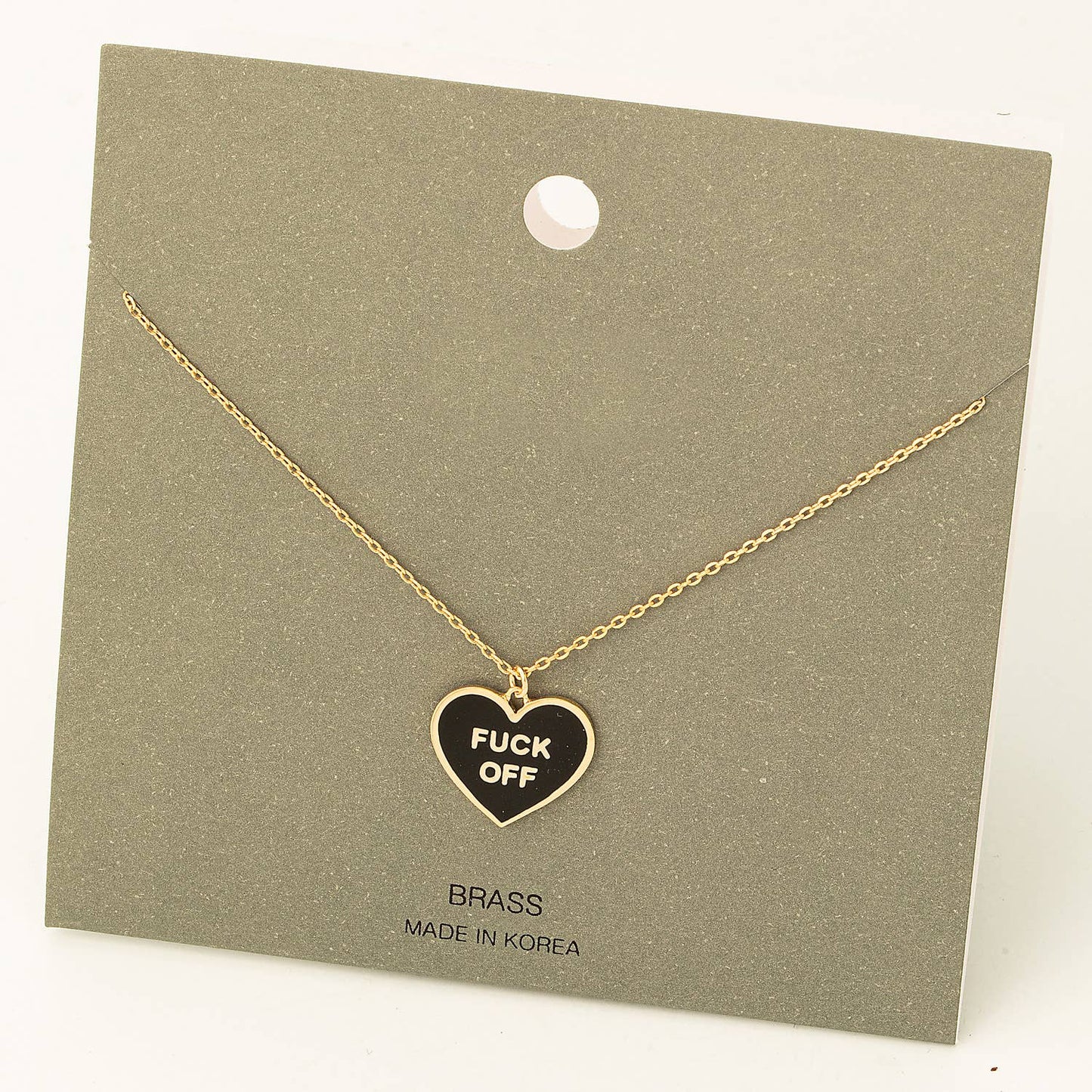 Fame Accessories - Fuck Off Heart Pendant Necklace