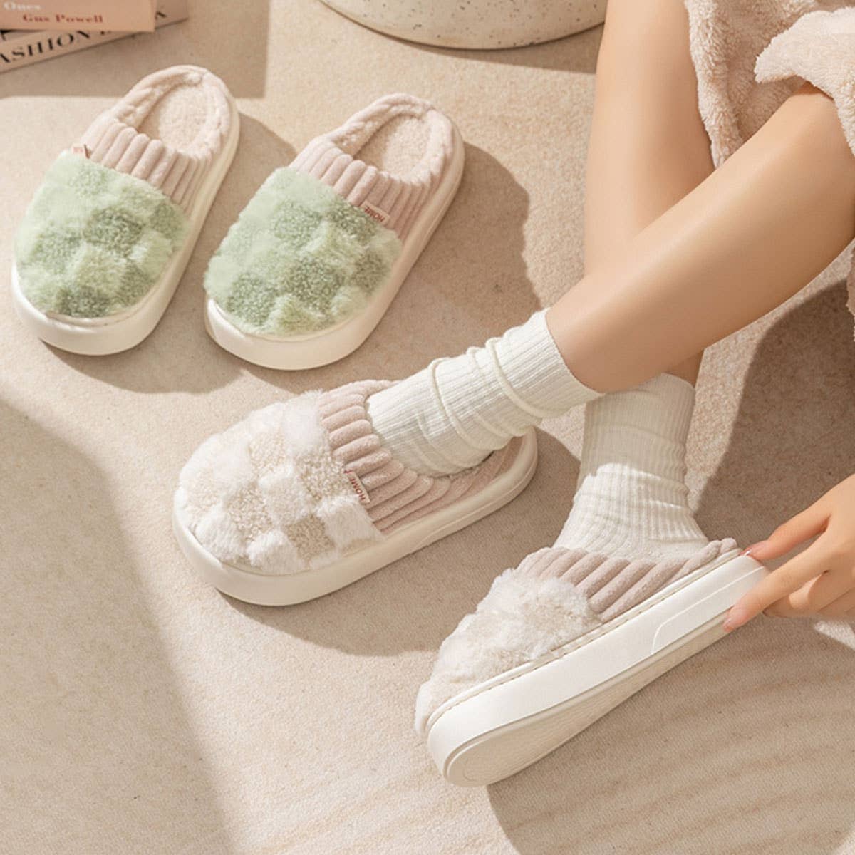 CHECKERED SLIPPERS