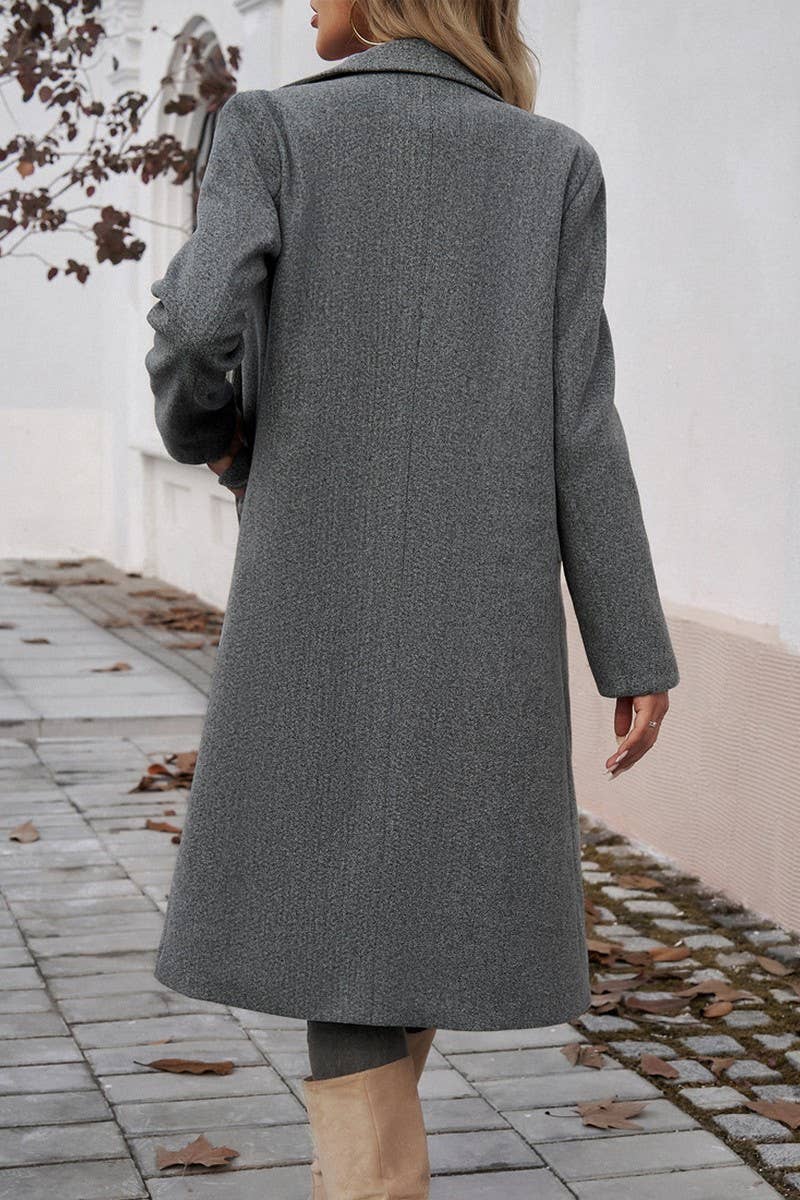 NINEXIS - CWOCO0258_V NECK LONG SLEEVE WOOLEN COAT