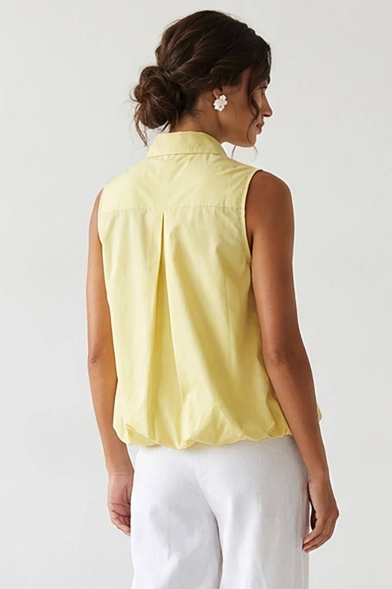 Yellow Sleeveless Front Zip Bubble Top
