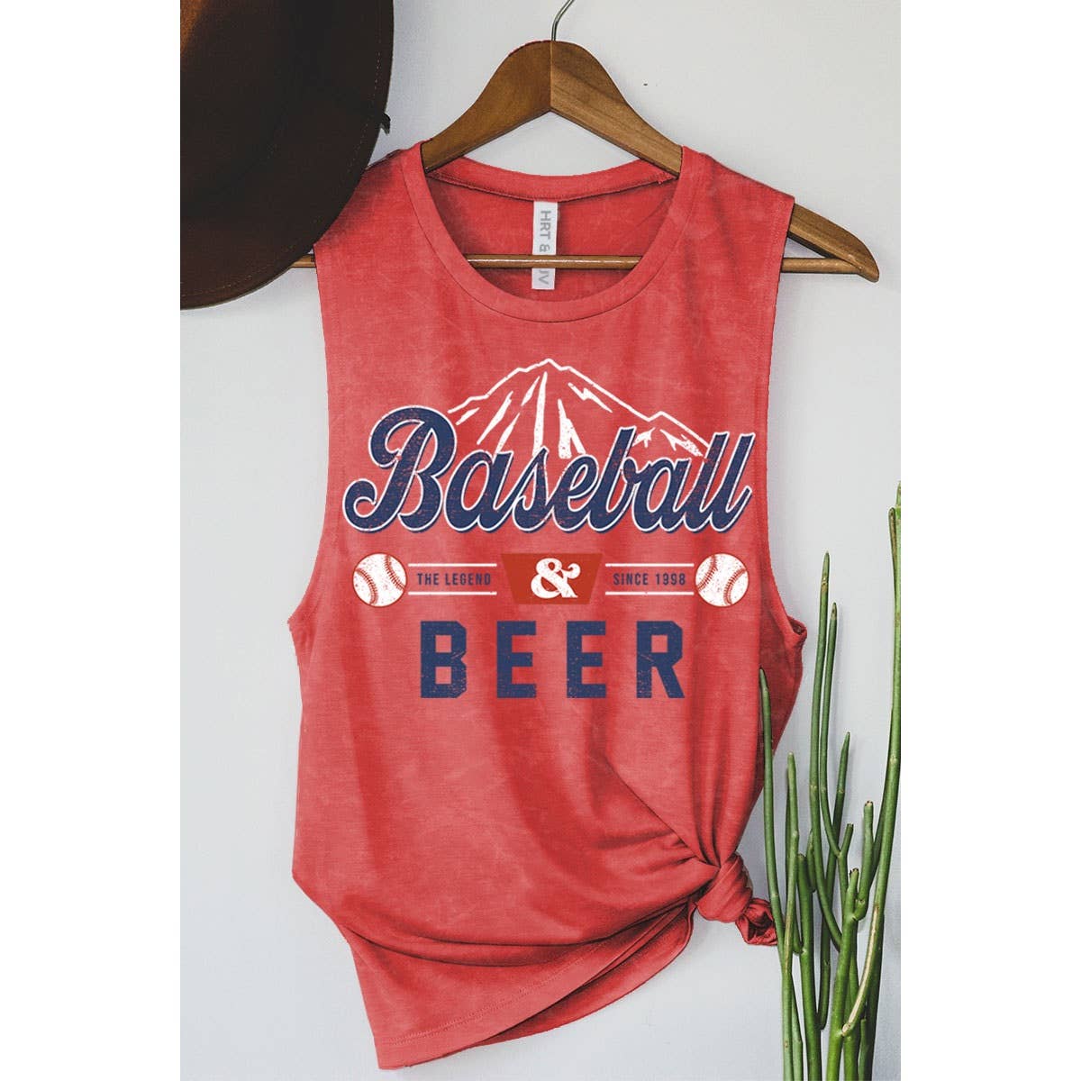 BASEBALL N BEER MINERAL GRAPHIC TANK TOP: Mineral Mustard / XL