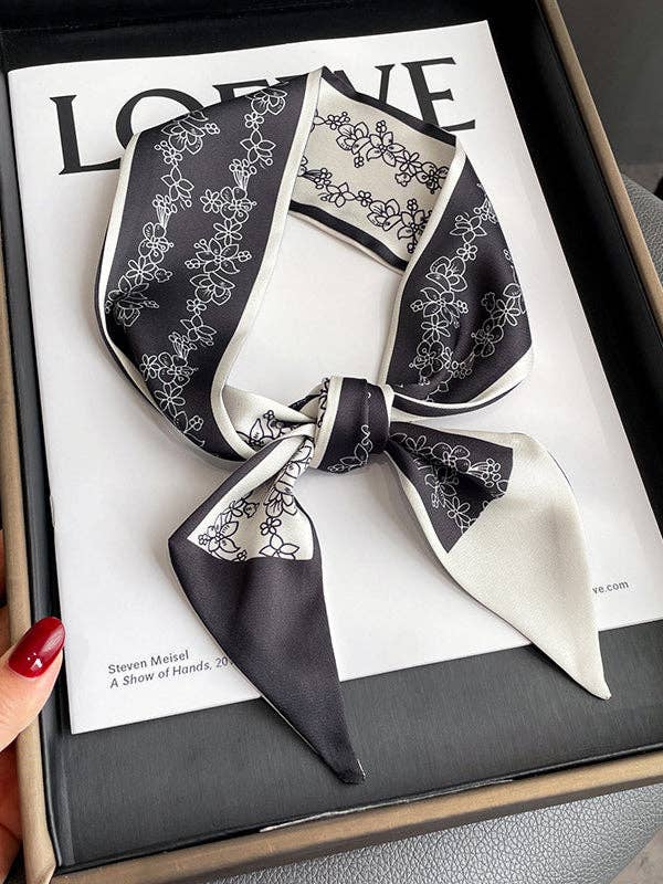Contrast Color Flower Print Scarf: GREEN / One_size