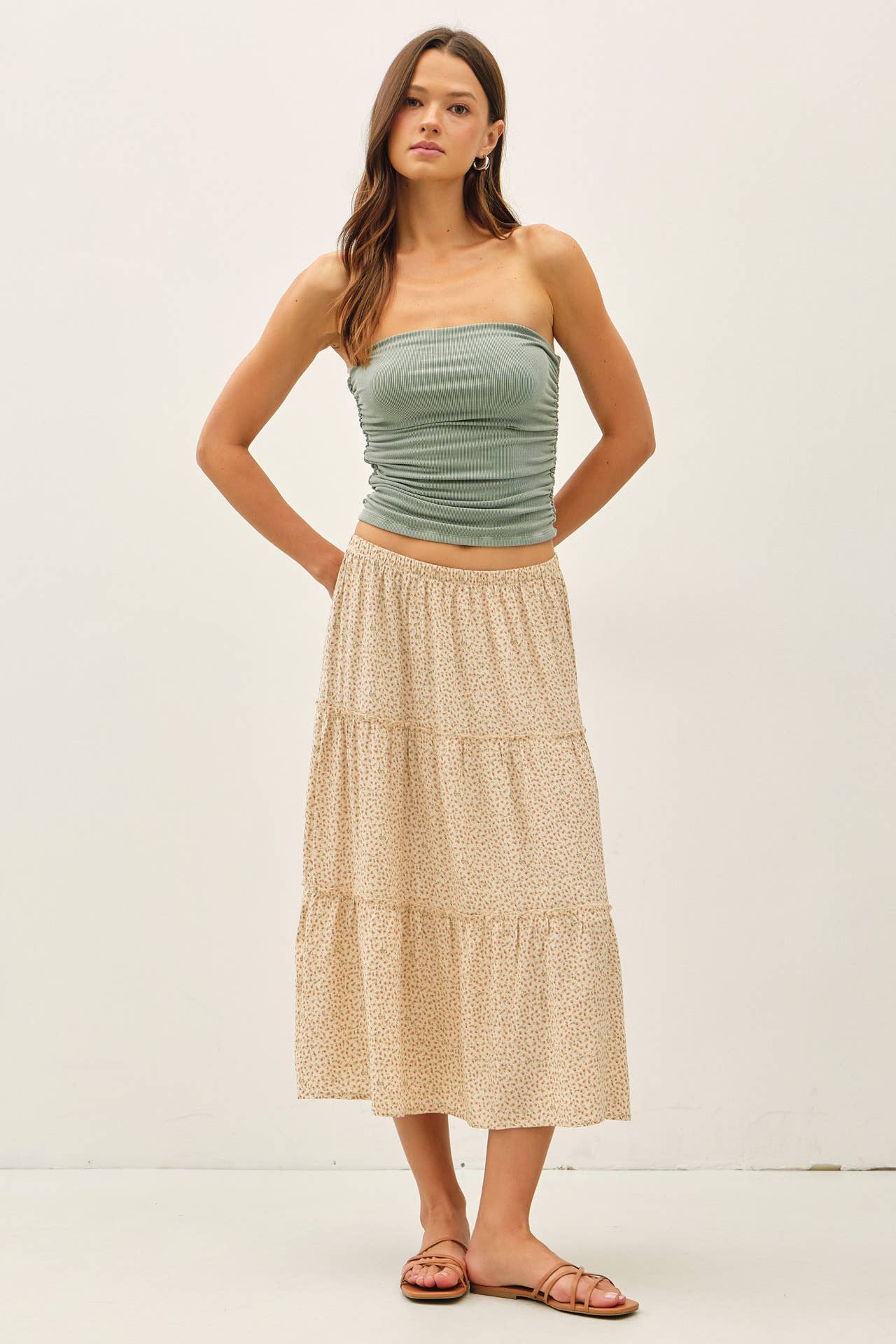 MOCHA JERSEY RUCHED CROP TUBE TOP