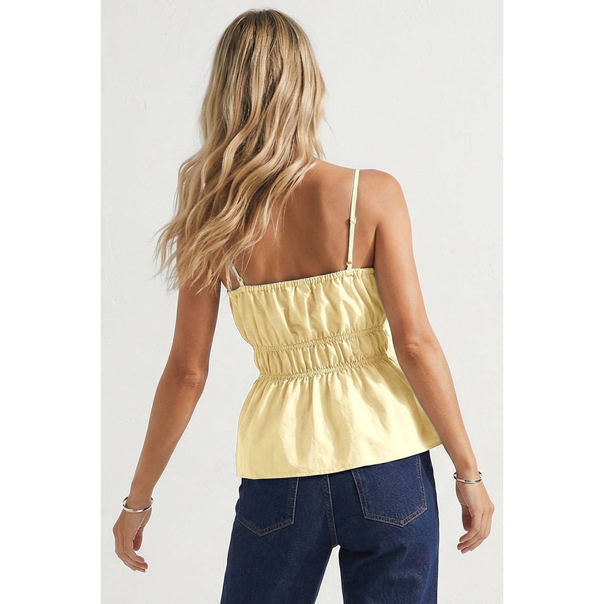 Naked Zebra - Buckle Pleated Sleeveless Top