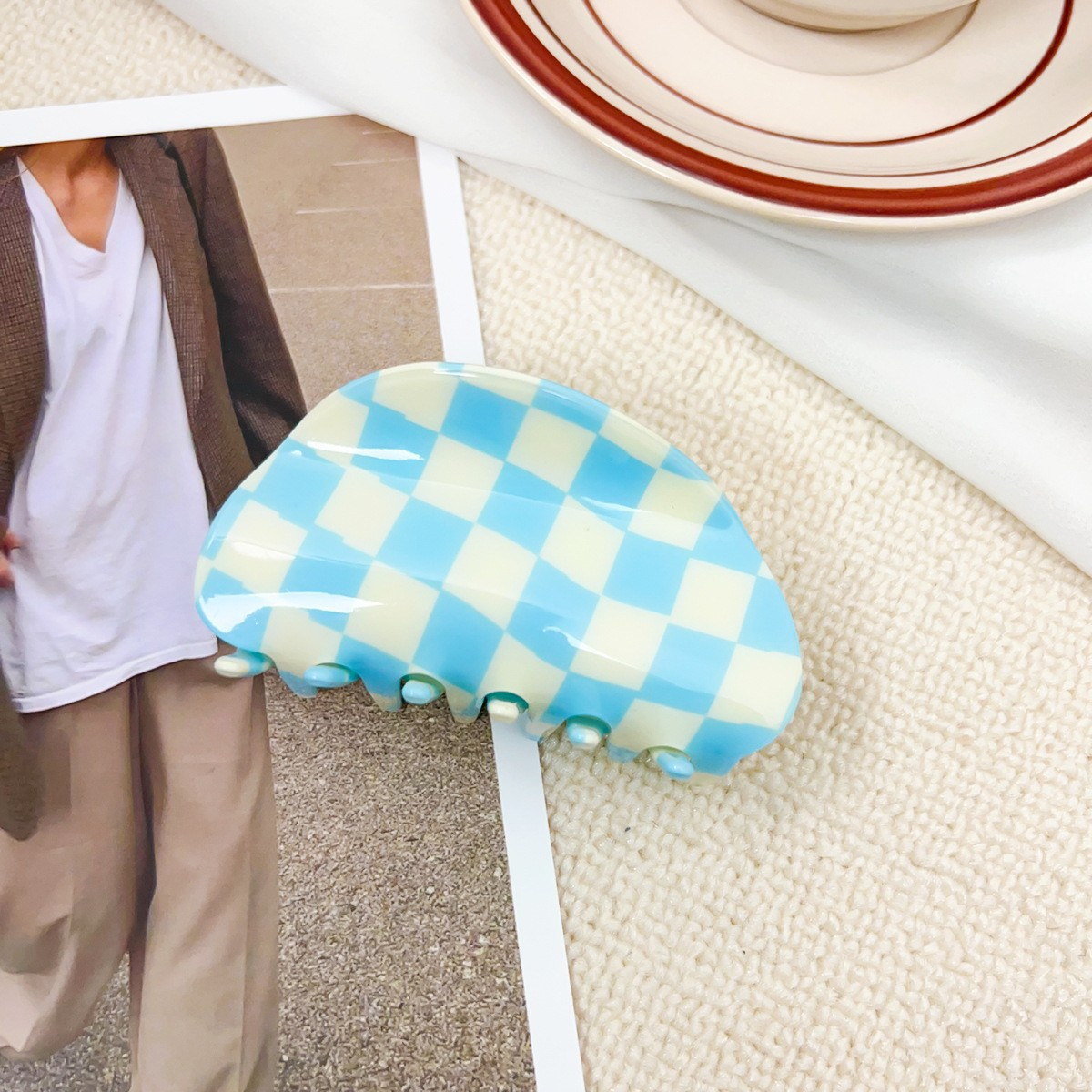 ACCITY - Checkerboard Hair Claw – Candy Color Acetate Look_CWMM10084