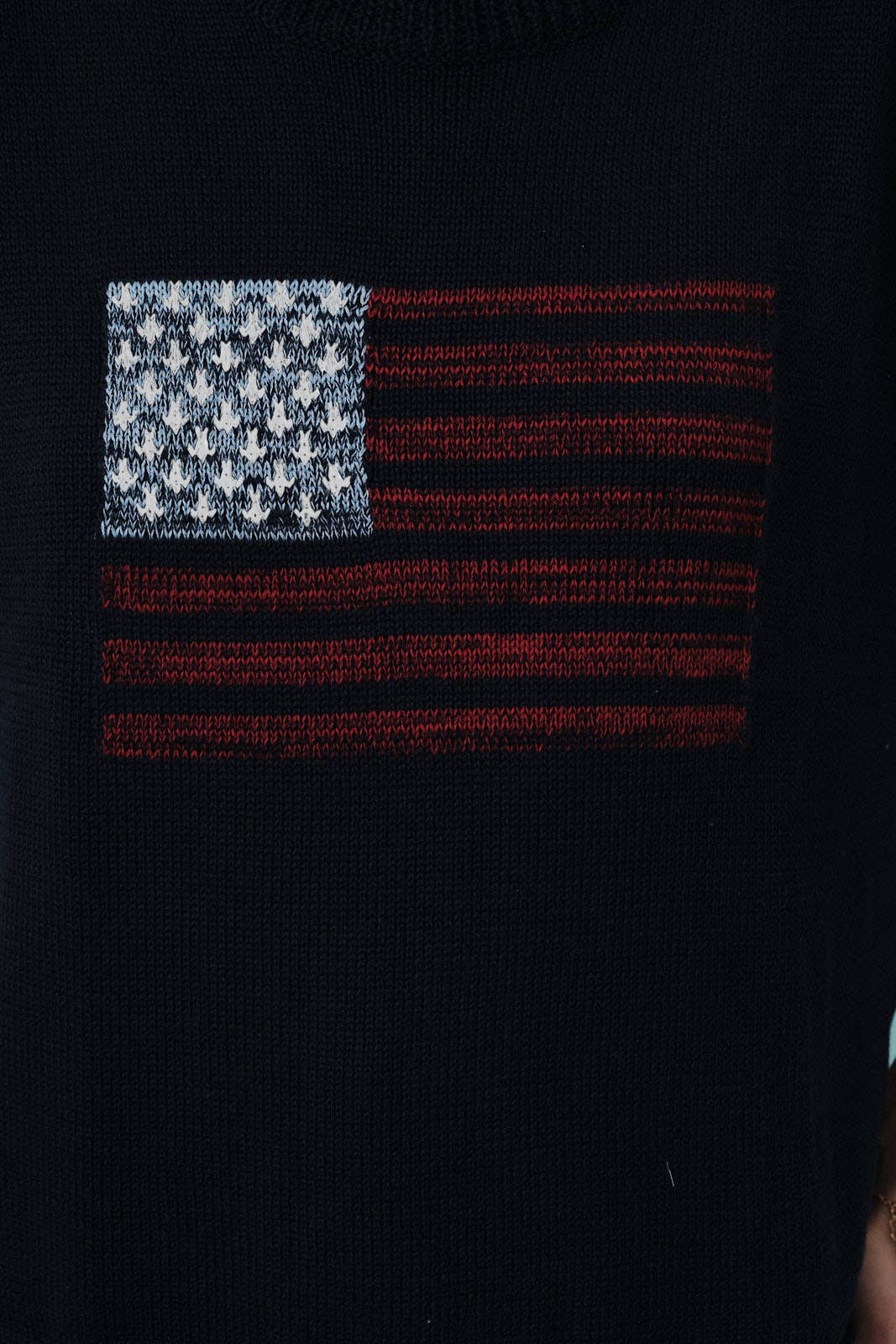CREW NECK WIDE SHOULDER USA FLAG SWEATER