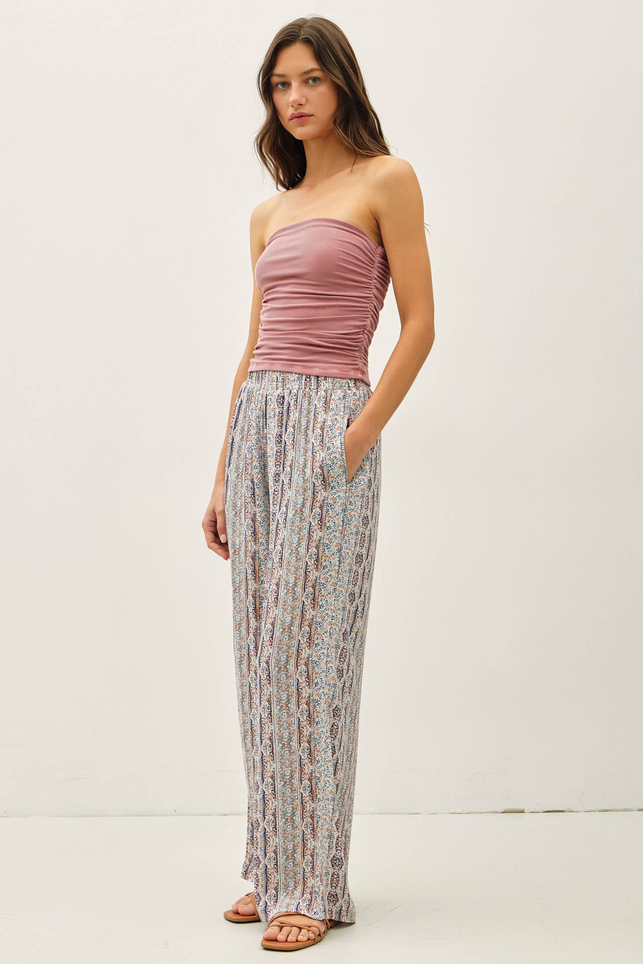 MOCHA JERSEY RUCHED CROP TUBE TOP
