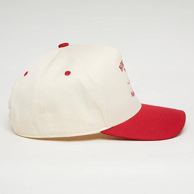 Funky Junque - 2-Tone Embroidered Cap - Bikinis and Martinis - Red/Beige