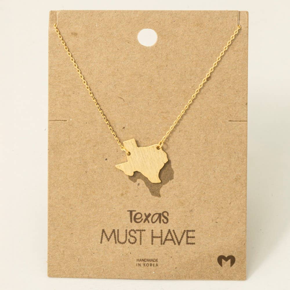 Fame Accessories - Gold Dipped Texas State Pendant Necklace