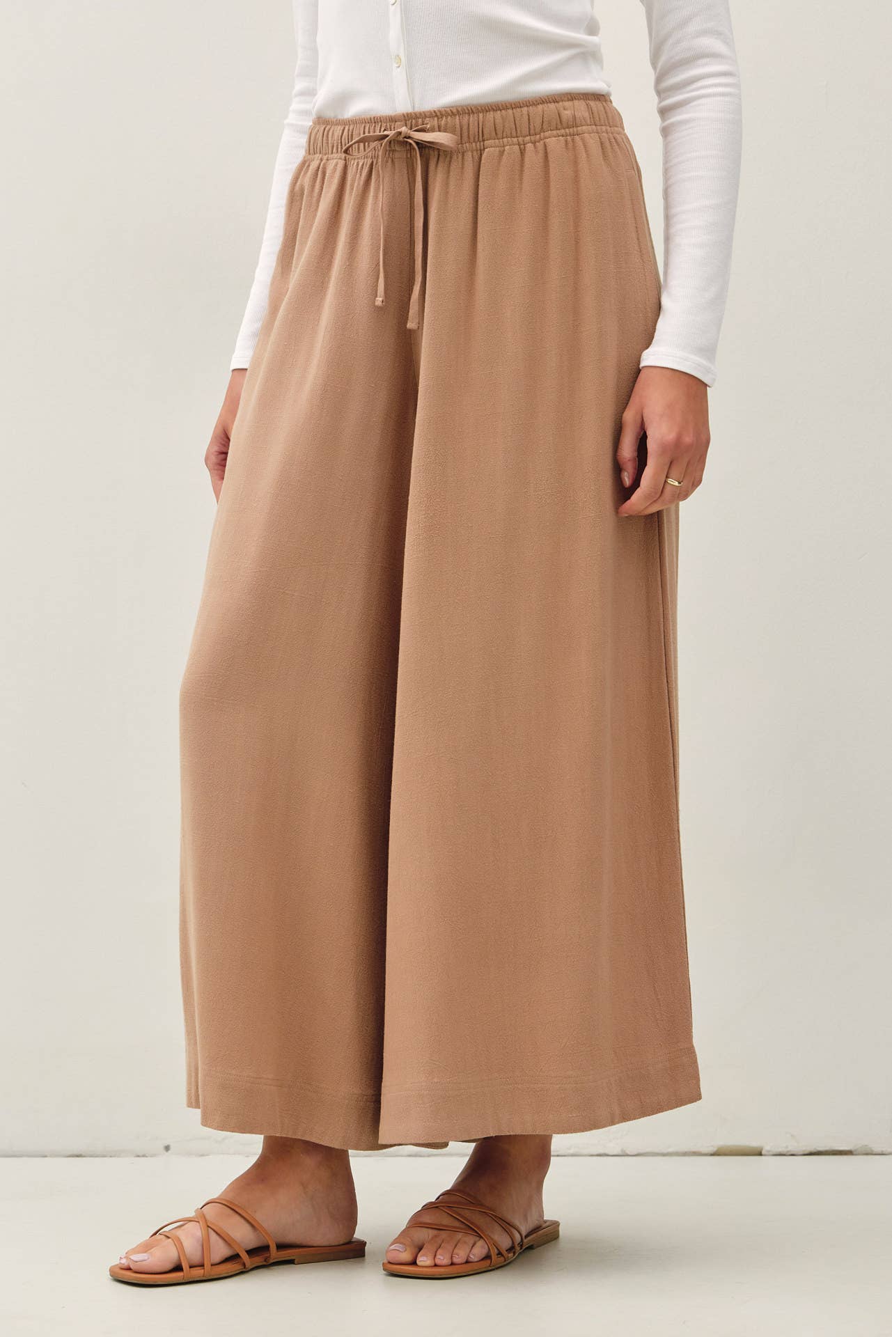 Be Cool - LINEN BLEND CROPPED PALAZZO PANTS