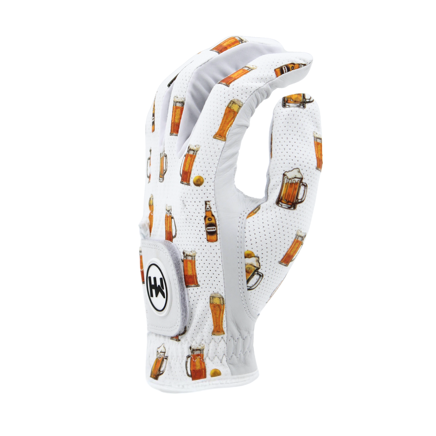 MULLIGAN HOOLIGAN® Men's Golf Glove | Unique Standout Design: Beer Fore / Worn On Left Hand / Men's Medium