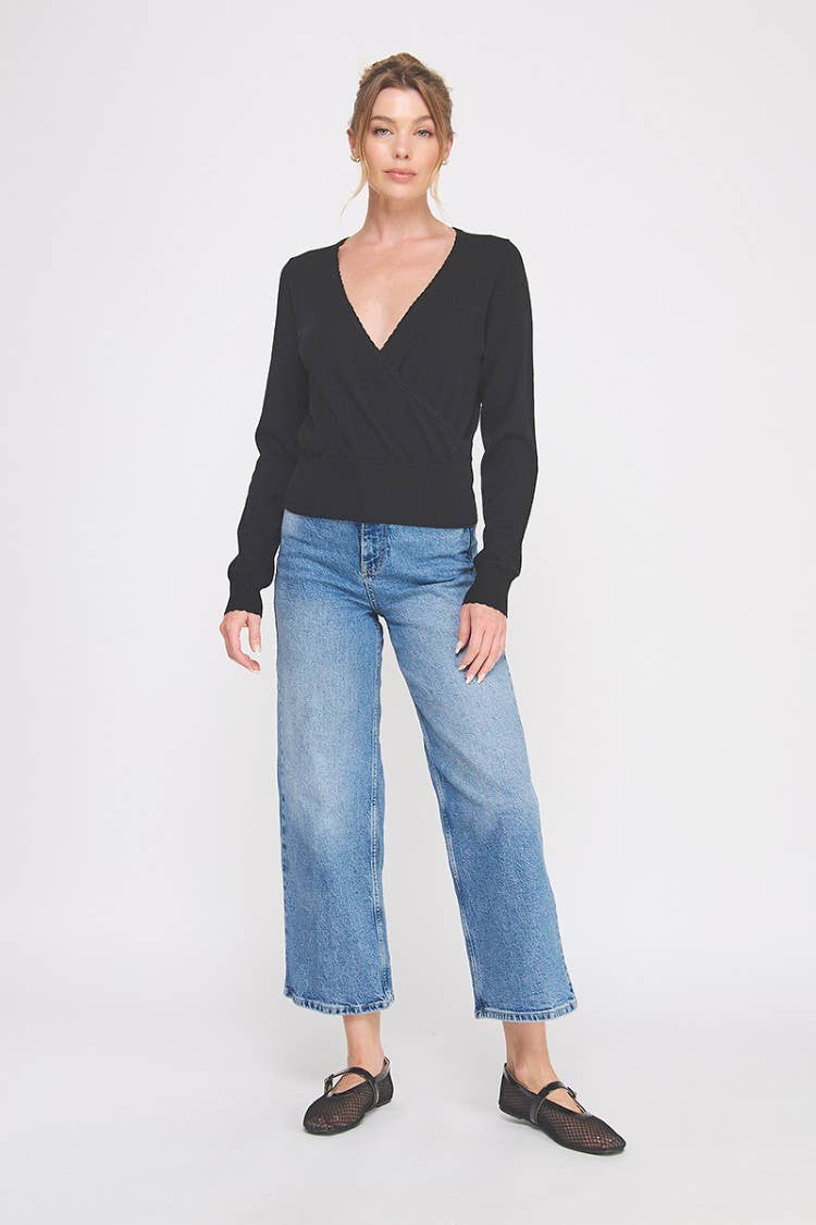 Black Crossover Sweater