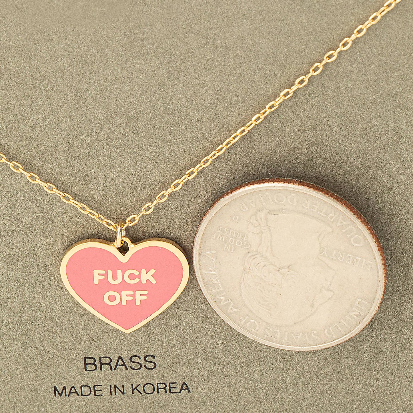 Fame Accessories - Fuck Off Heart Pendant Necklace