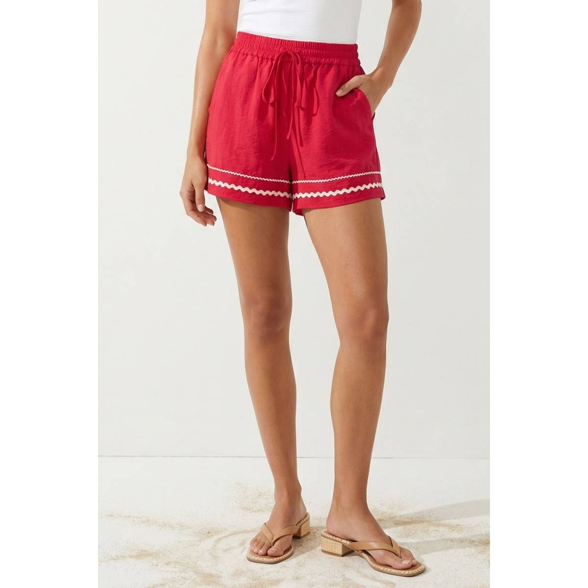 Naked Zebra - Contrast Trim Linen Shorts