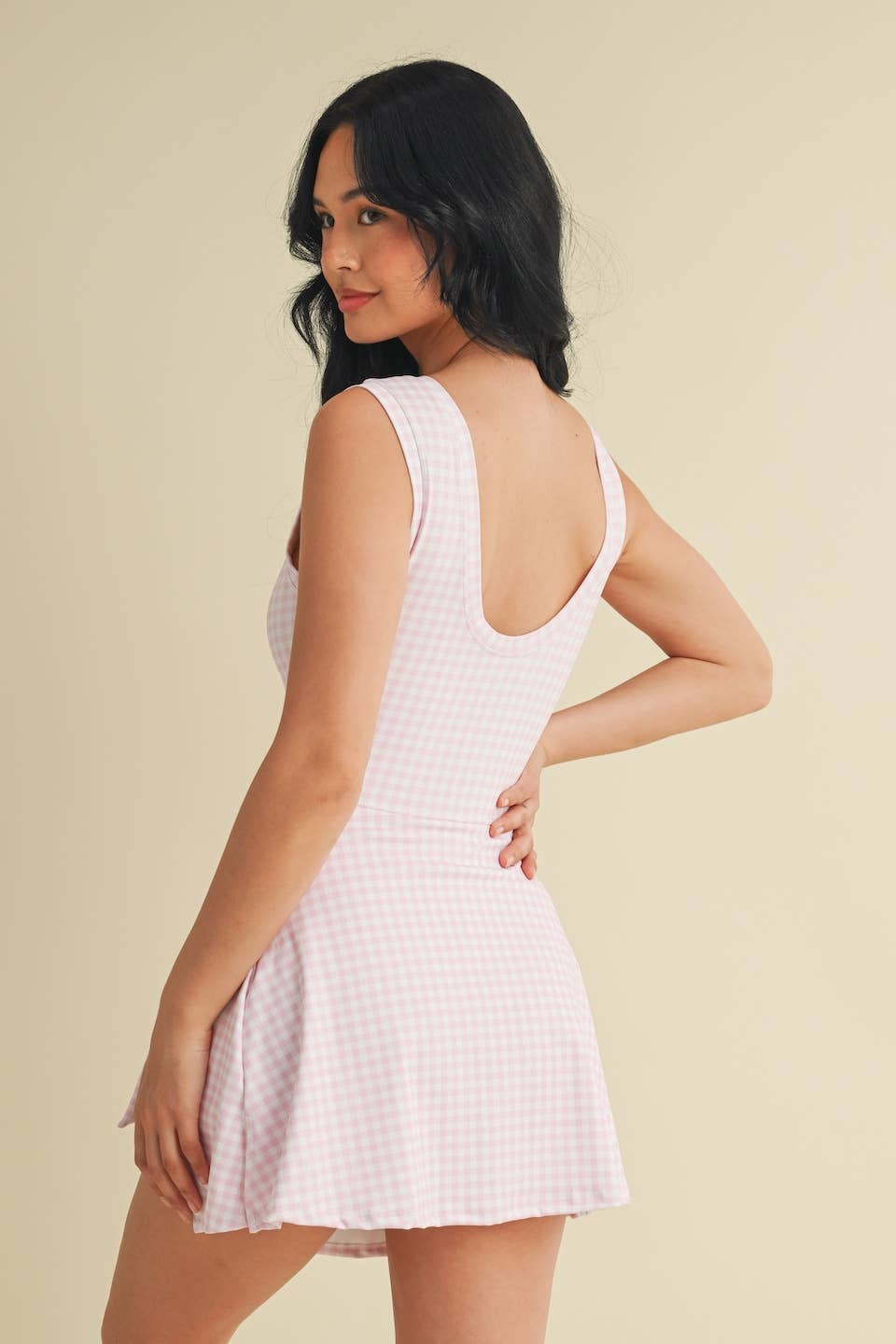 KIMBERLY C - Gingham Print Sleeveless Wrap Tie Front Dress