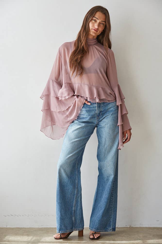 By Together - L9717 | Woven Polyester Chiffon See Through Top