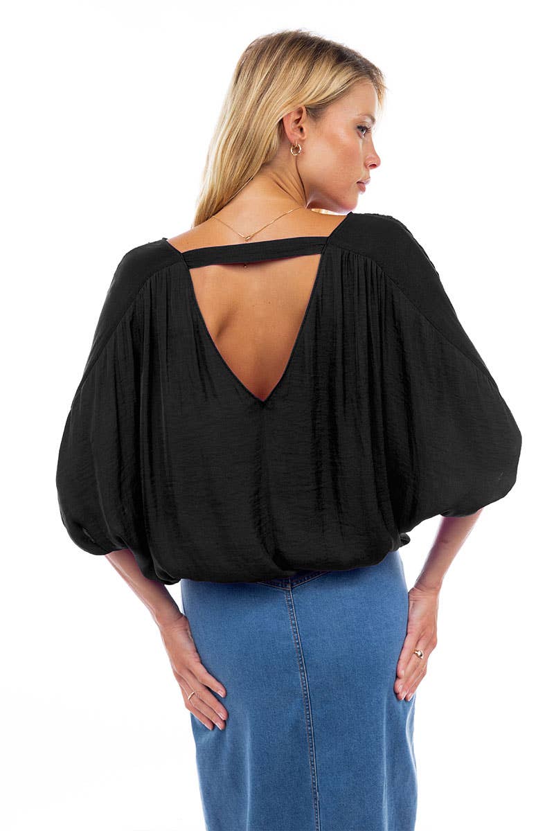 Hot Pink Cropped Blouse With Elasticized Waist