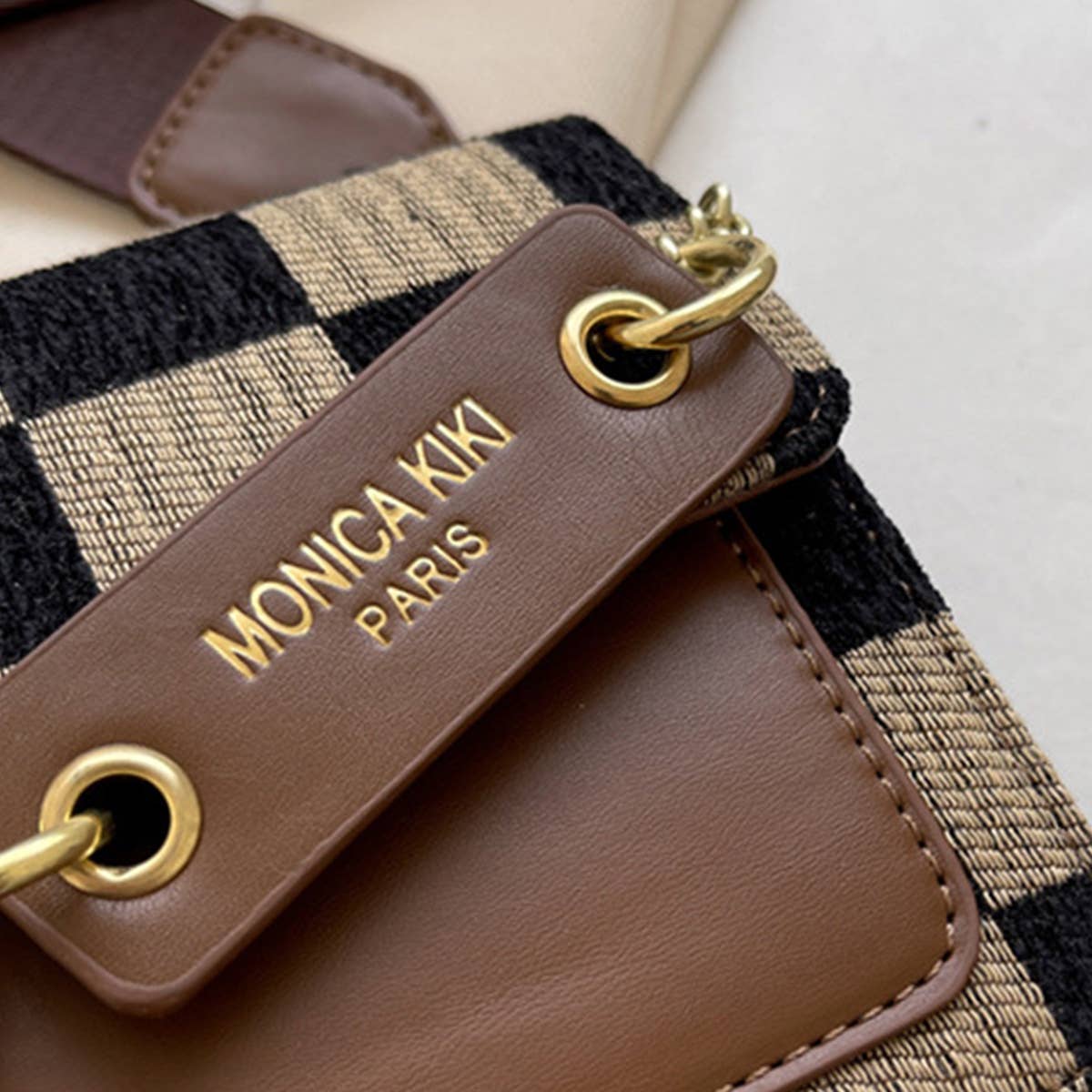CHECKERED CROSS BODY BAG