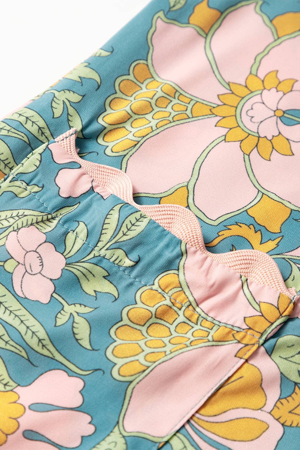 Lovesoft - Sky Blue Floral Ricrac Trim V Neck Shift Mini Tank Dress