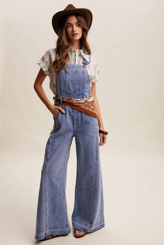 Wide Leg Denim Overalls LRP0296