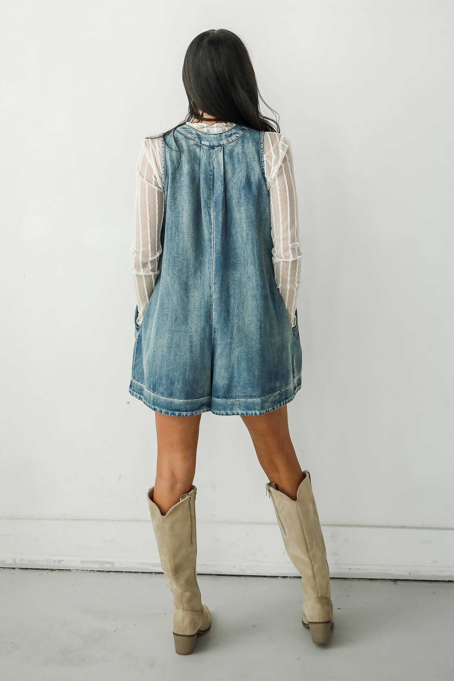 Precious Look Denim Romper: Denim / Small