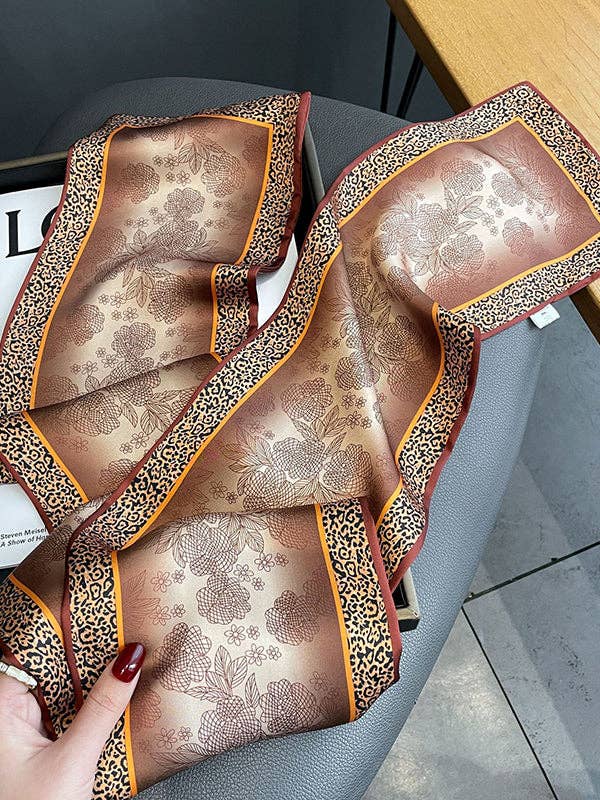 Urban Leopard Printed Silk Imitation Scarf: GREEN / One_size