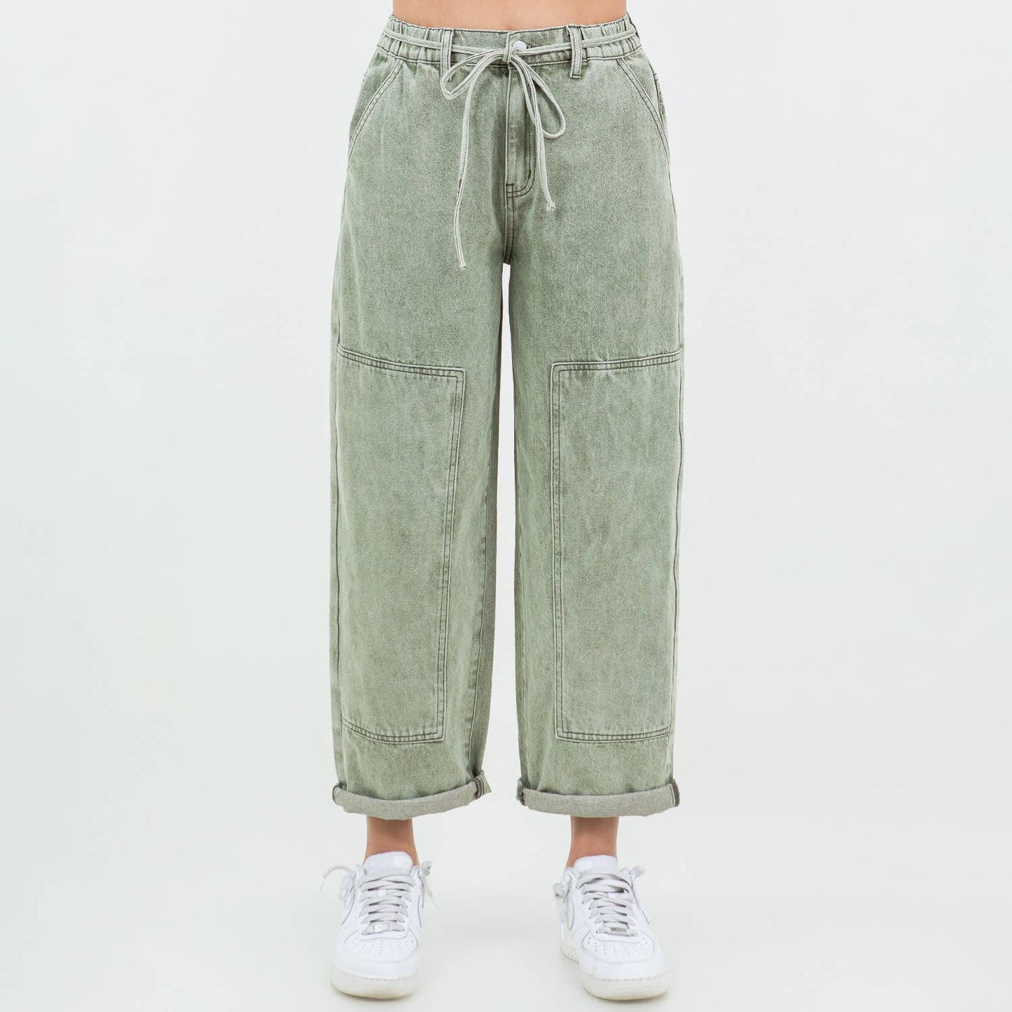 American Bazi - COLOR WASHED BARREL FIT PANTS-RJH21162