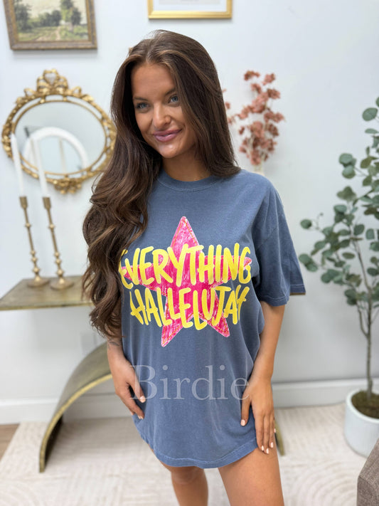 birdie - Everything Hallelujah Graphic Tee on Denim