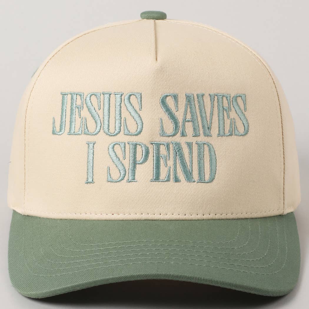 Fashion City - JESUS SAVES I SPEND Embroidery Trucker Hat